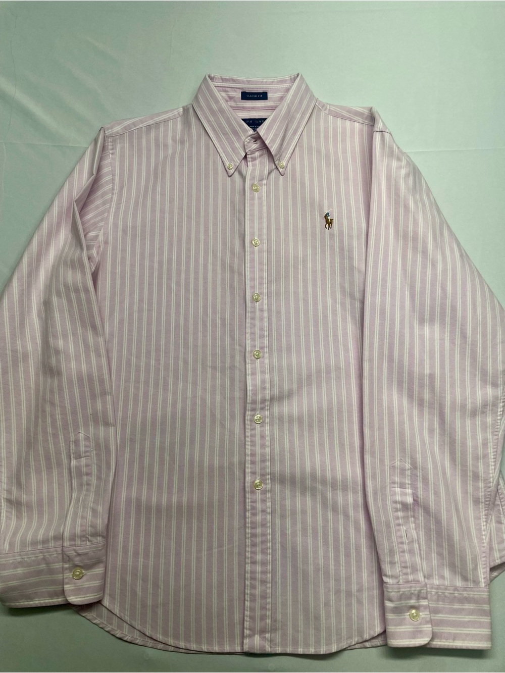Ralph Lauren Women’s Pink and White Striped Button-Down Shirt Size 16 Cotton